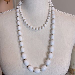 TWO Monet Necklaces - White with Gold Spacers